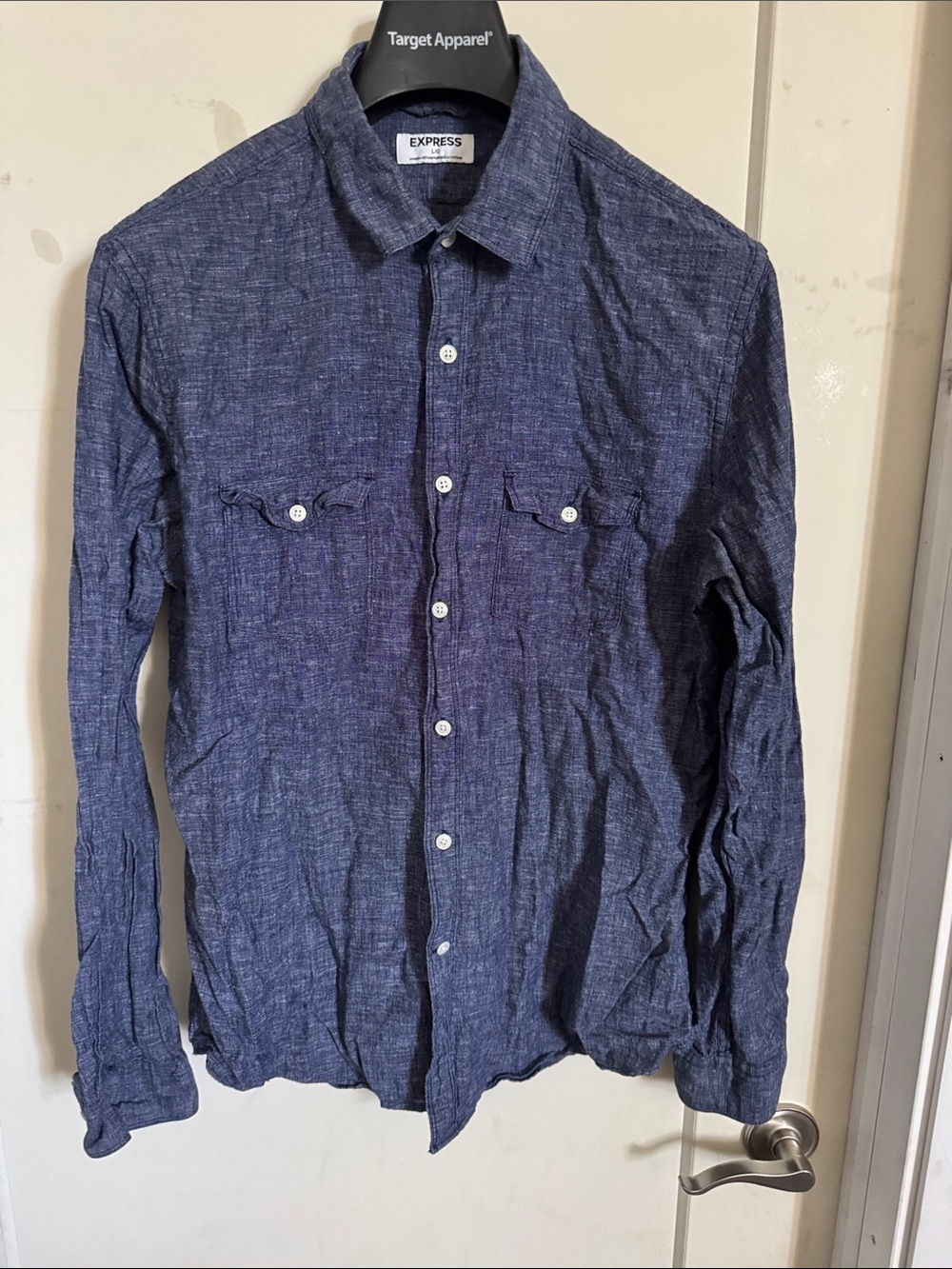 Express Men's Long Sleeve Linen Shirt L